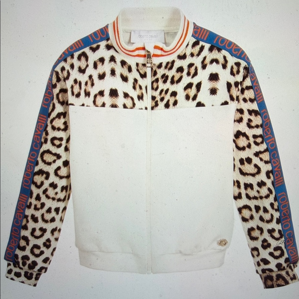 Roberto Cavalli Cream and Brown Animal Print Jacket